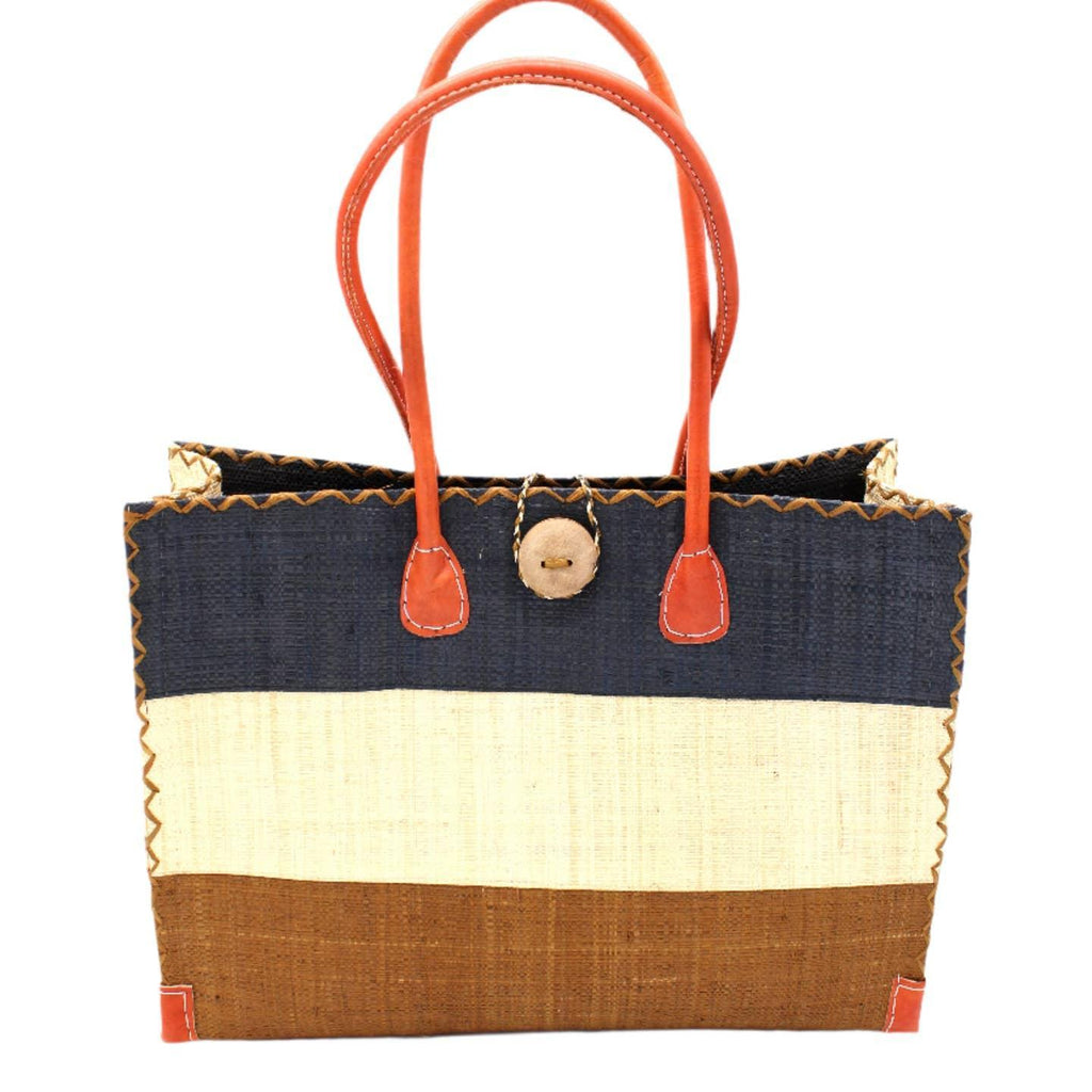 Zafran 3 Color Block Straw Bag