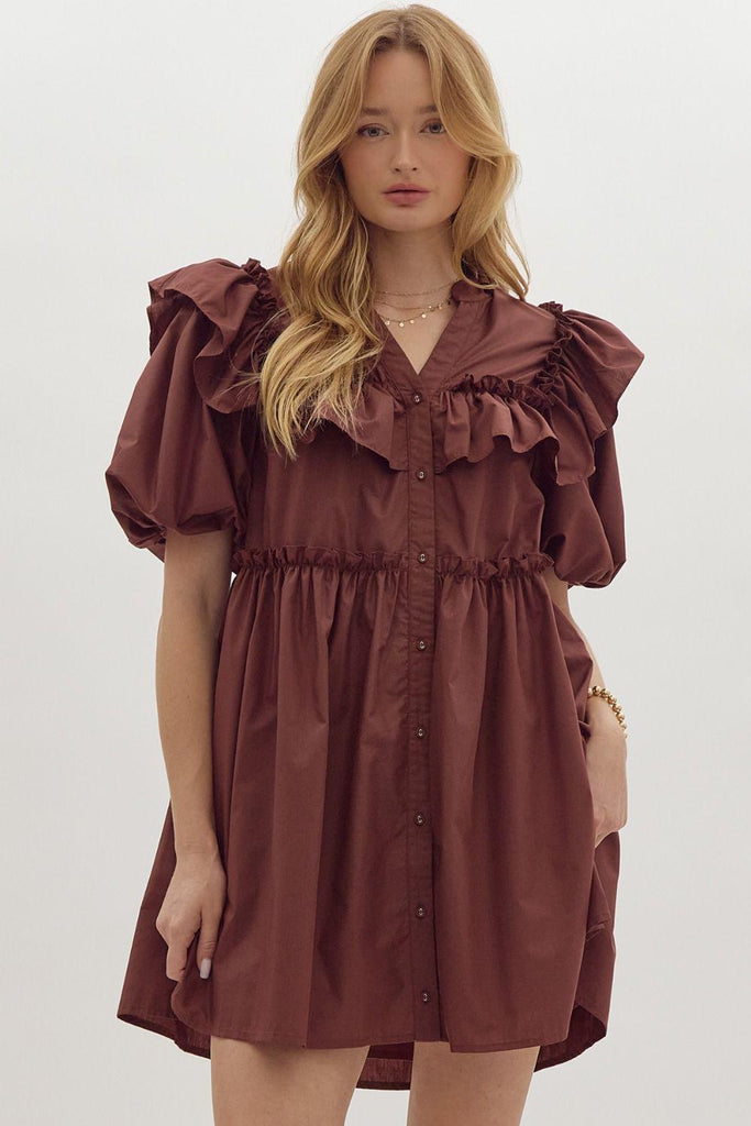 Chocolate Frill Dress Blume Organics Chocolate Frill Dress Blume Organics