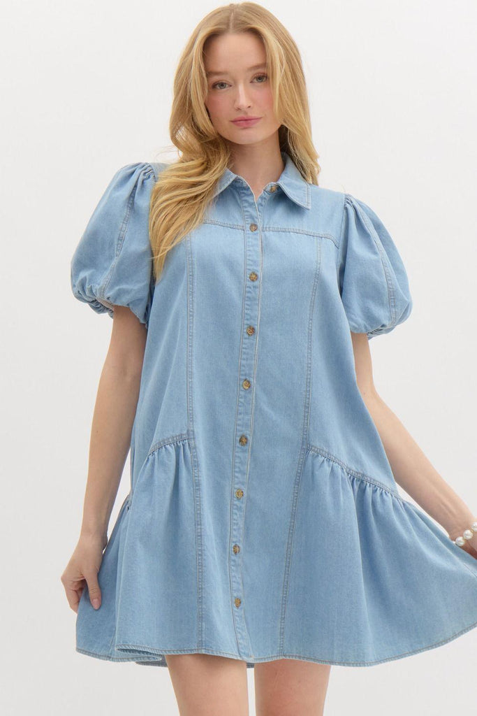 Denim Bubble Dress – Blume Organics Denim Bubble Dress – Blume Organics