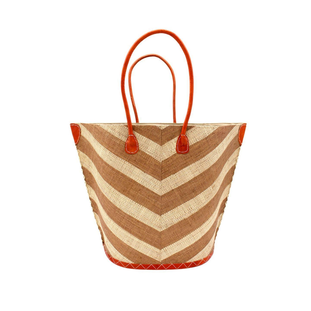 Santa Cruz Wide Stripe Chevron Straw Tote