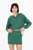 Snap Front Cropped Green Pullover