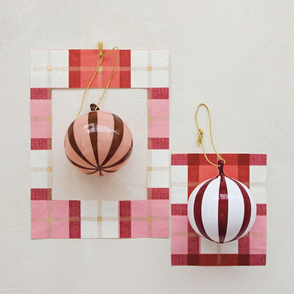 Striped Glass Balloon Ornament