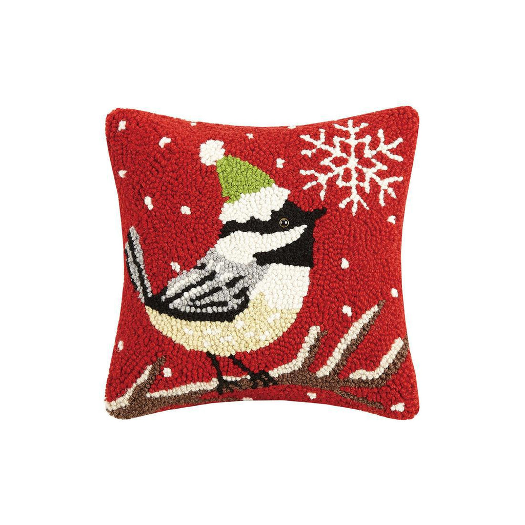 Chickadee Snow Pillow