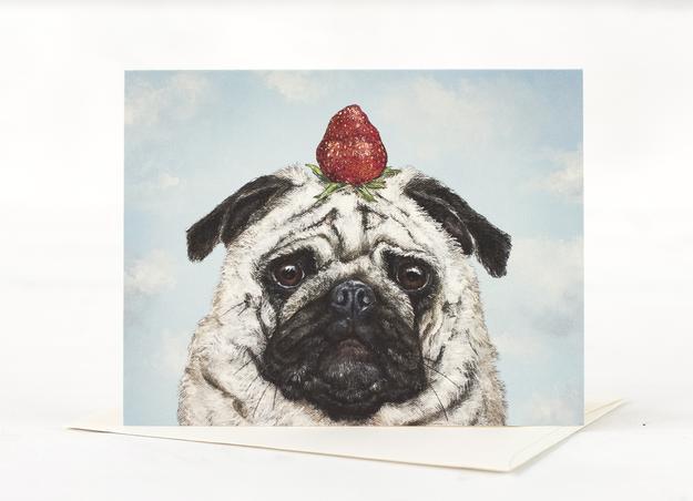 Strawberry Pug Card