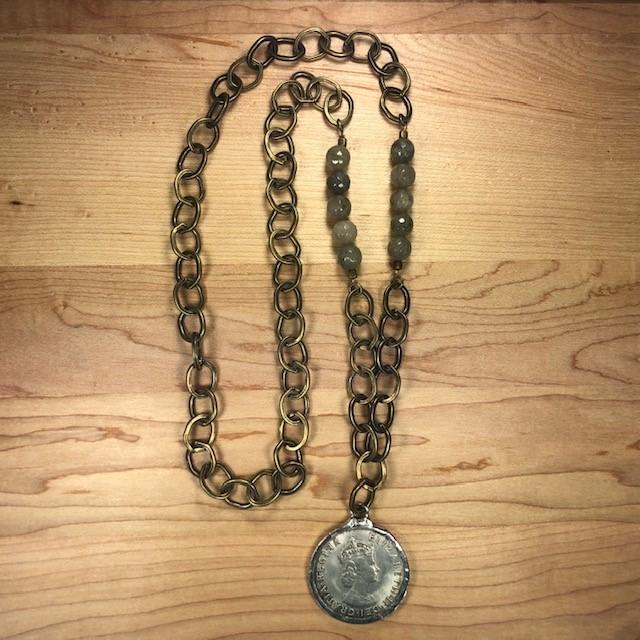 Elizabeth Agate Brass Necklace