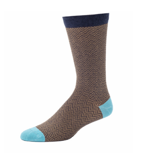 Men's Textured Herringbone Crew Sock- Mushroom