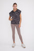 Dark Camo Cap Sleeve Hooded Top