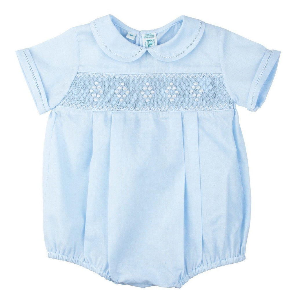 Blue Smocked Emboidered Diamond Creeper