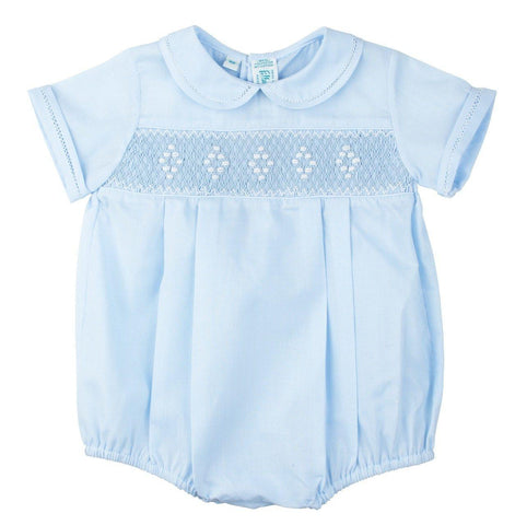 Blue Smocked Emboidered Diamond Creeper