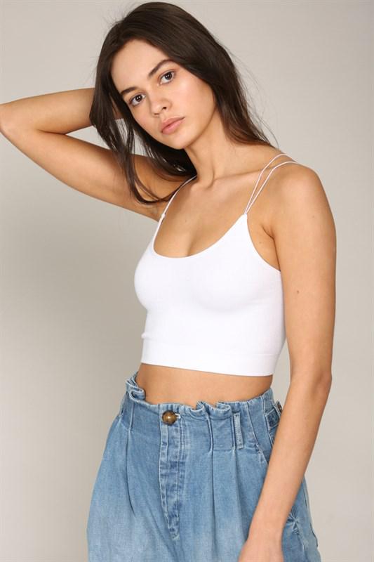 White Ribbed Crop Brami