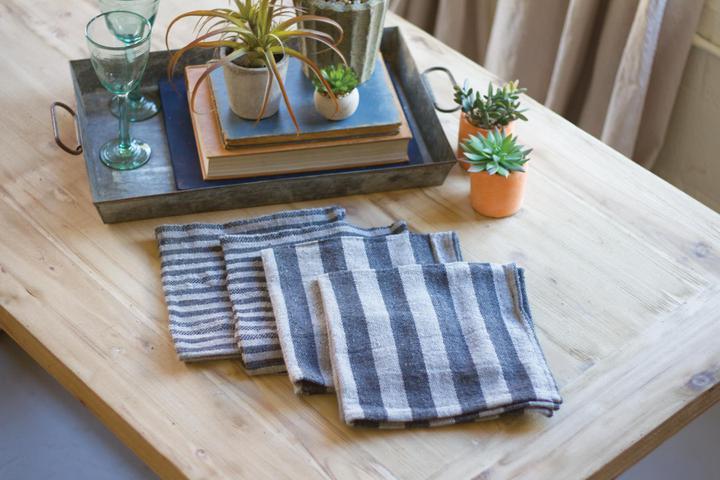 Grey Striped Cotton Kitchen Towel