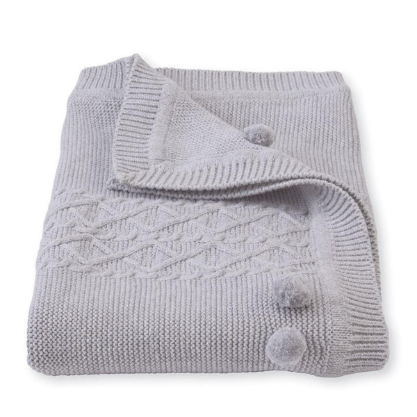 Pom Cable Knit Blanket
