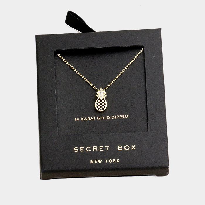 Pineapple Necklace Gift Box 14K GD