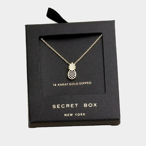 Pineapple Necklace Gift Box 14K GD