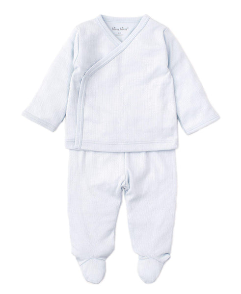 Blue Pointelle Footed Set