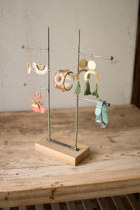 Wood and Metal Jewelry Rack