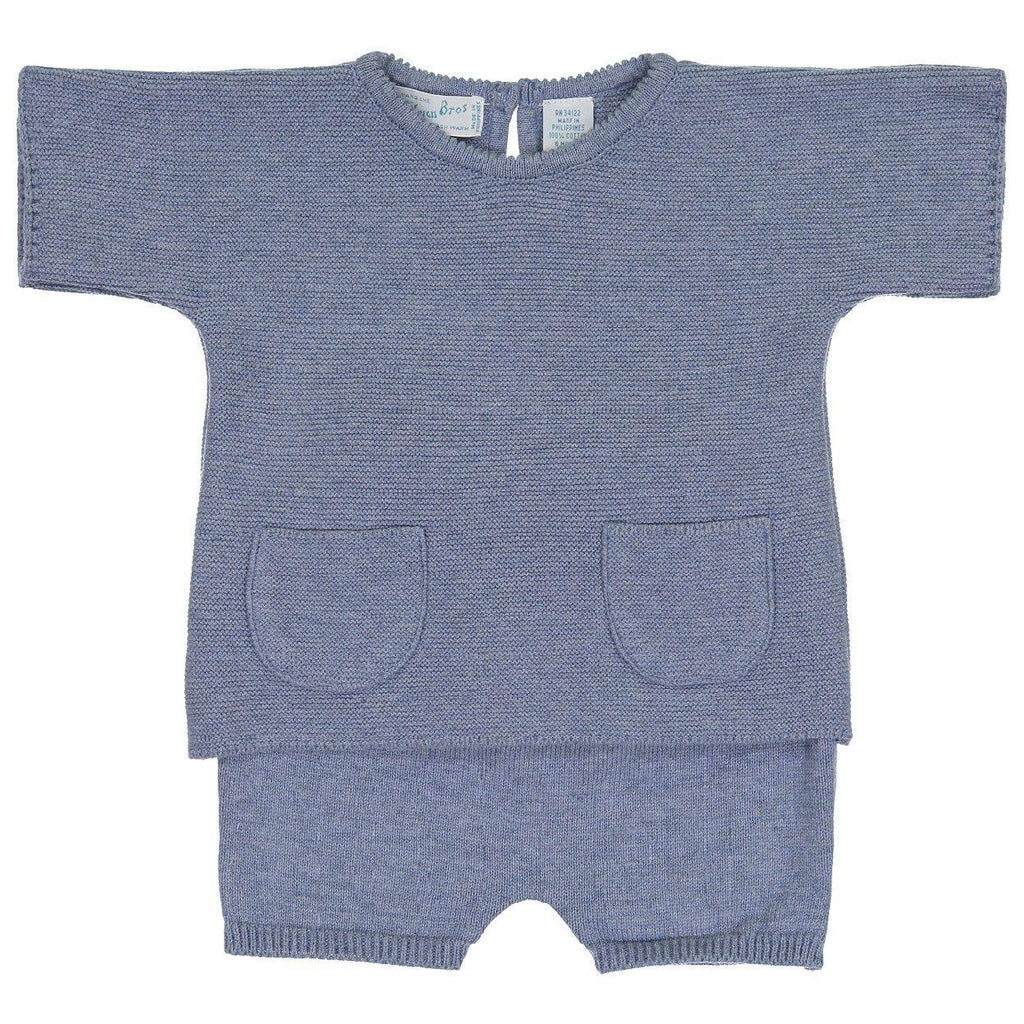 Heather Blue Knit Short Set