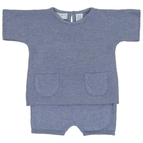 Heather Blue Knit Short Set
