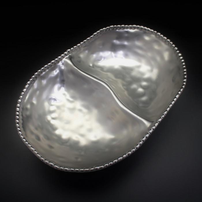 Double Silver Porcelain Bowl