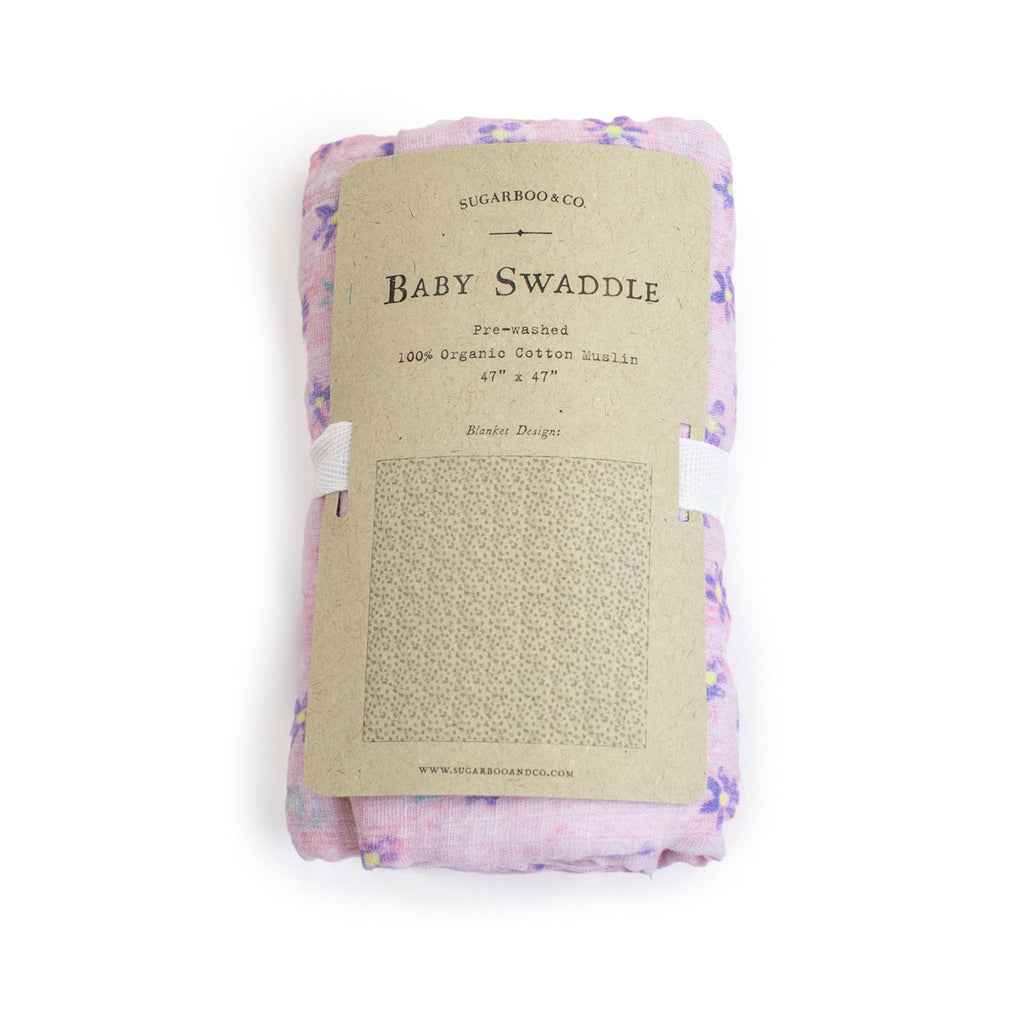 Pink Floral Baby Swaddle Blanket