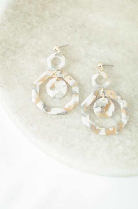 Kenzie Shape Tan Blues Earring