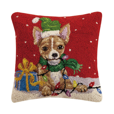 Holiday Brown Chihuahua Dog Pillow