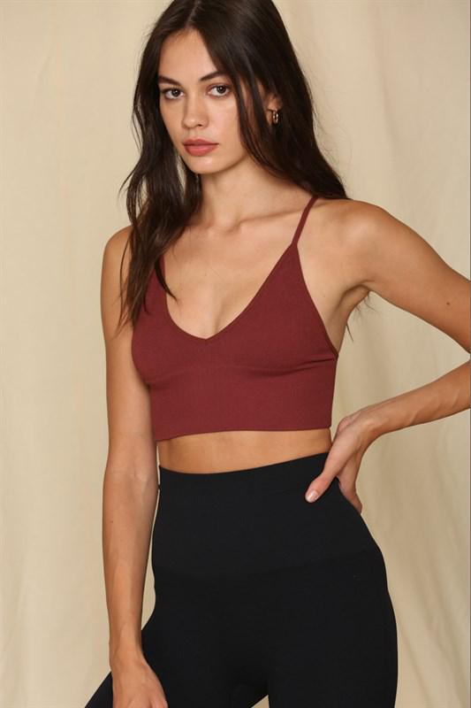 Burgundy Ribbed Crop Brami