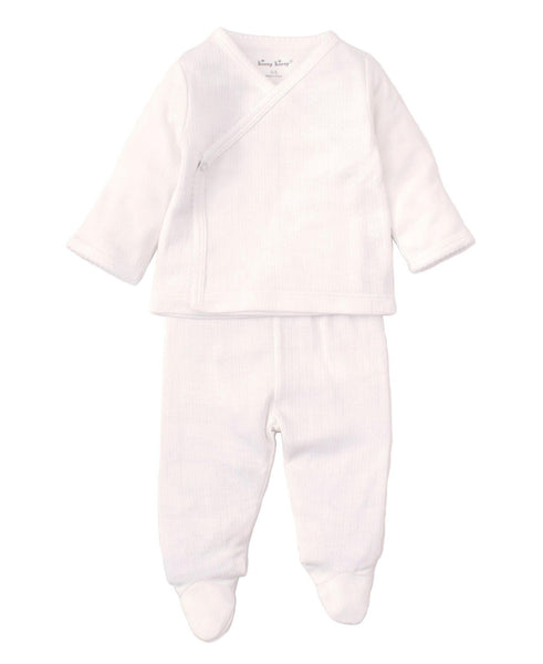 White Pointelle Footed Set