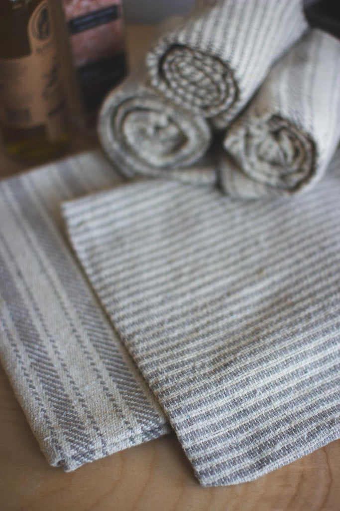 Taupe Striped Cotton Kitchen Towel