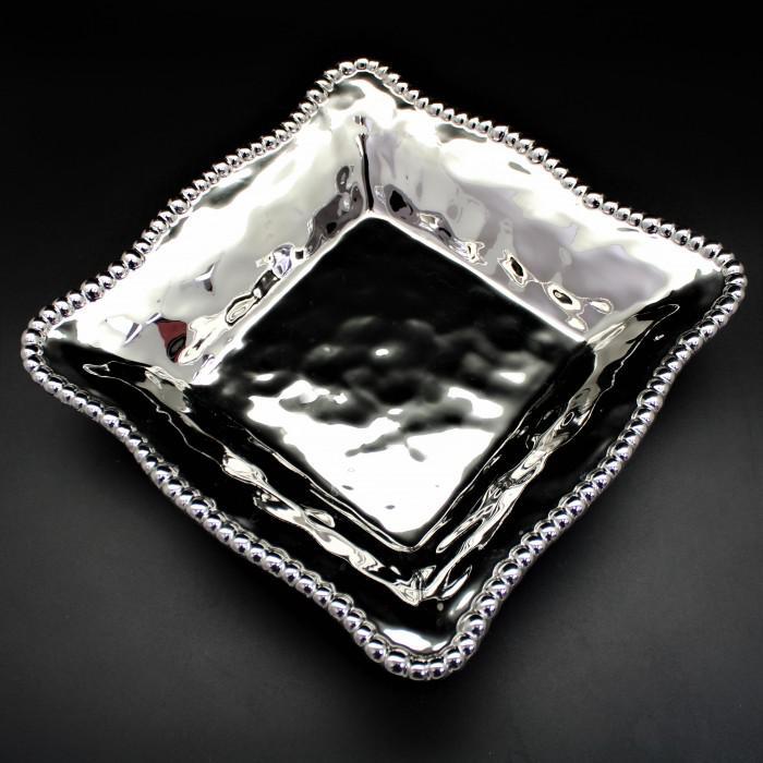 Silver Porcelain Square Bowl