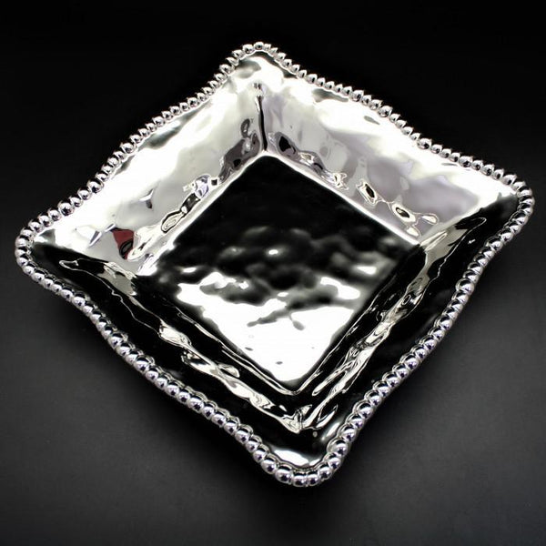 Silver Porcelain Square Bowl
