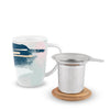 Bailey Blue Pink Abstract Ceramic Tea Mug & Infuser