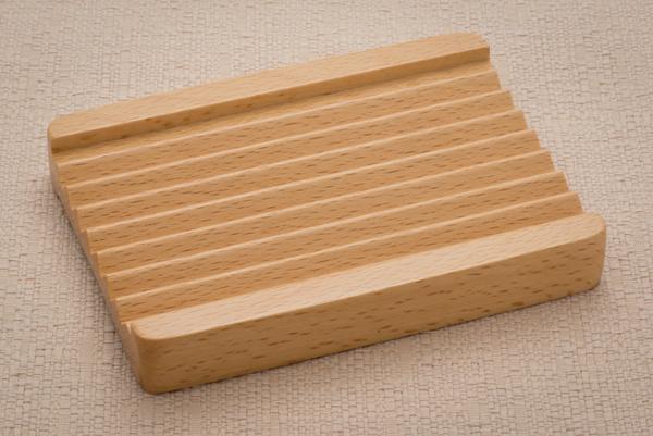 Narrow Grooved Wooden Soap Dish
