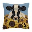 Cow With Sunflowers Pillow