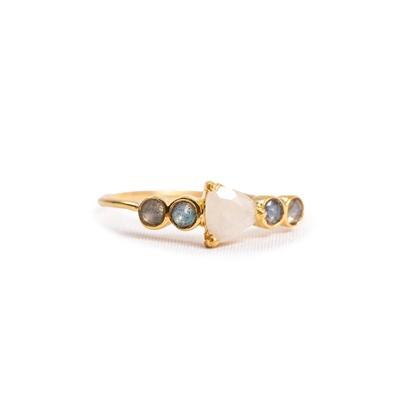 Moonstone & Lab Gold Ring