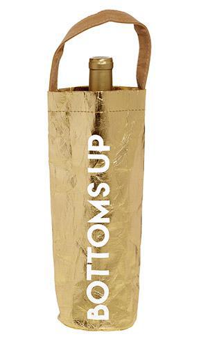 Bottoms Up Gold Wine Bag