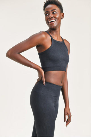 Black Rib Bra
