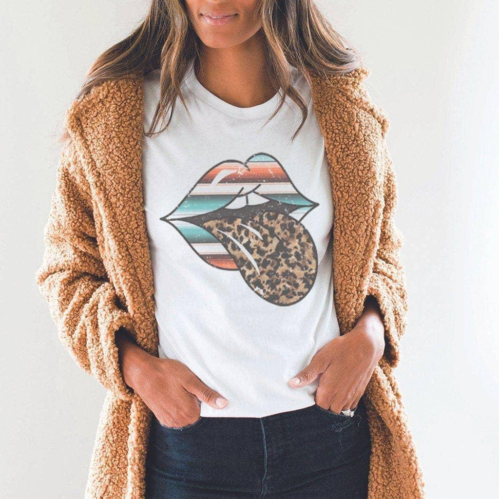 Serape Leopard Lips Graphic Tee