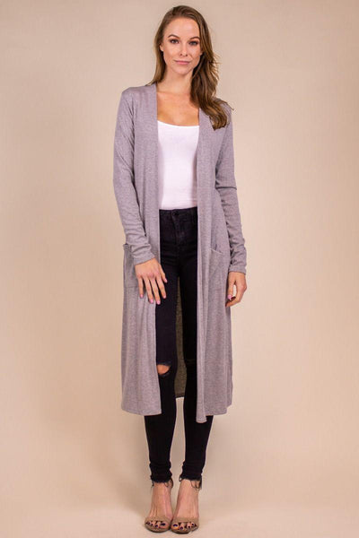 Grey Ribbed Duster
