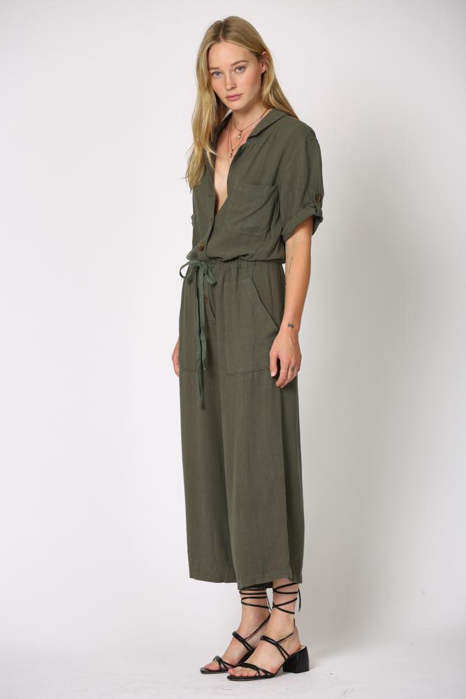 Gauze Button Jumpsuit