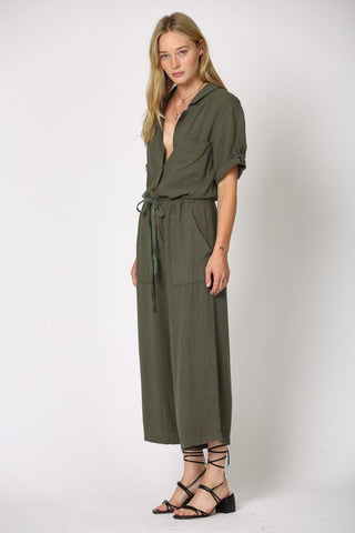 Gauze Button Jumpsuit