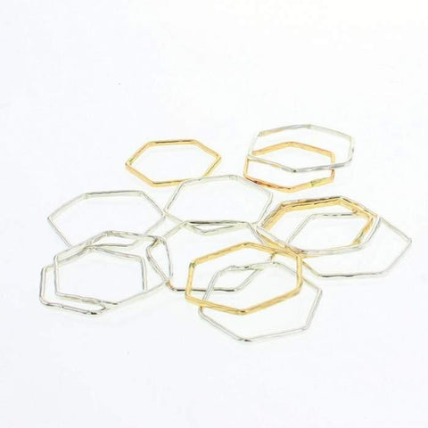 Silver Hex Stacker Ring