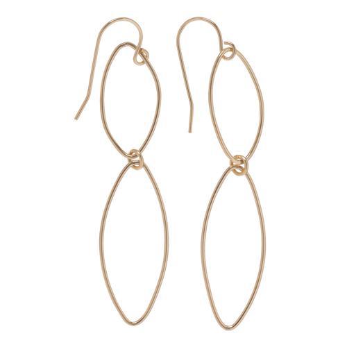 Double Marquis Smooth Gold Earrings
