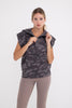 Dark Camo Cap Sleeve Hooded Top