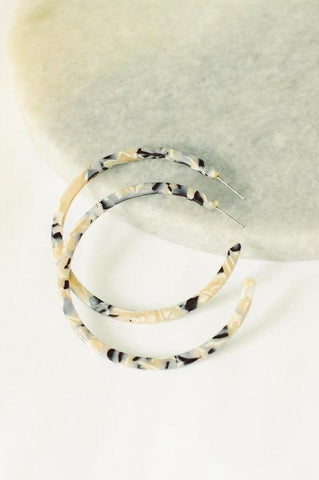 Lizzie Tan Blues Acrylic Hoop Earring