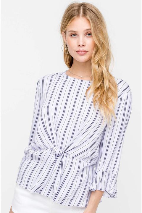Periwink Front Tie Blouse