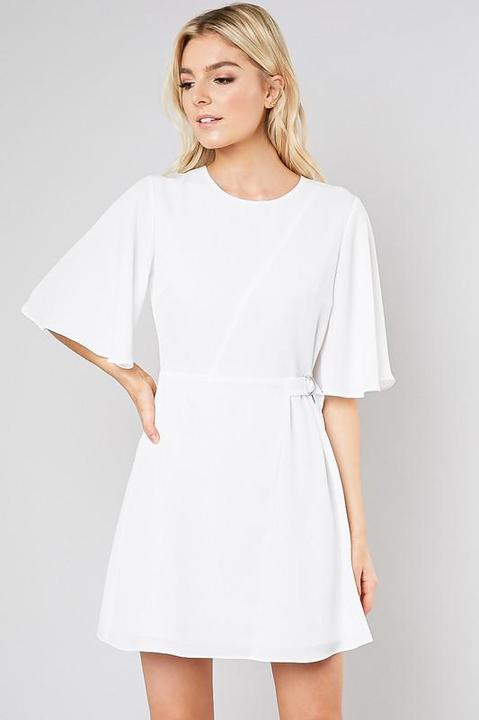 Flutter White Wrap Dress
