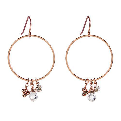 Rose Gold Dangle Hoop Earrings