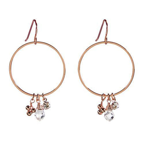 Rose Gold Dangle Hoop Earrings