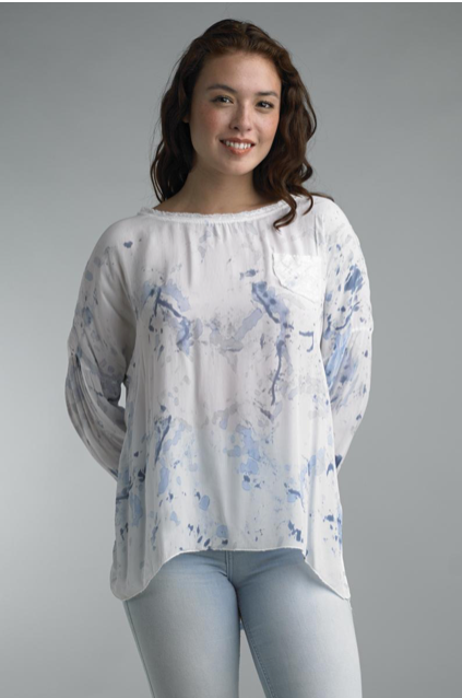 Classic Sky Watercolor Silk Top